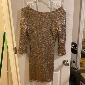 Gold sequin mini dress